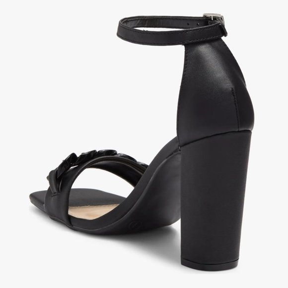 💙HP💙 Wild Diva Lounge Black Curb Chain Ankle Strap Block Heel Sandals 8.5 - Picture 3 of 4